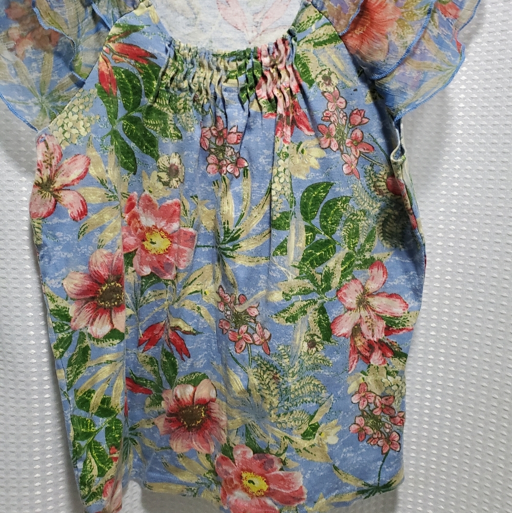 CARIBBEAN JOE floral cotton blouse